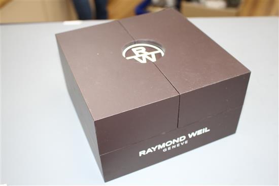 A gentlemans modern stainless steel Raymond Weil Parsifal rectangular dial quartz wrist watch,